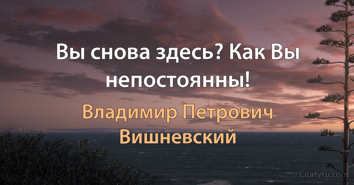 Вы снова здесь? Как Вы непостоянны! (Владимир Петрович Вишневский)