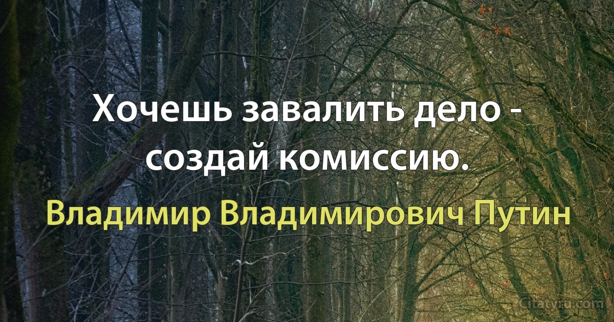 Хочешь завалить дело - создай комиссию. (Владимир Владимирович Путин)