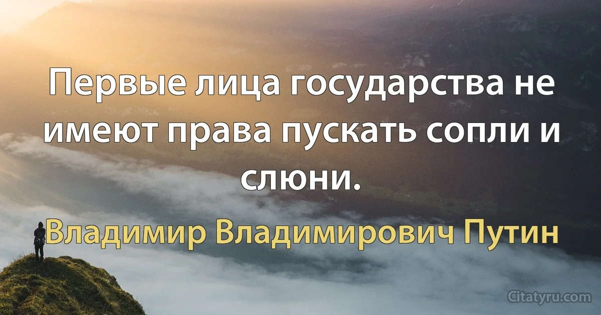 Первые лица государства не имеют права пускать сопли и слюни. (Владимир Владимирович Путин)