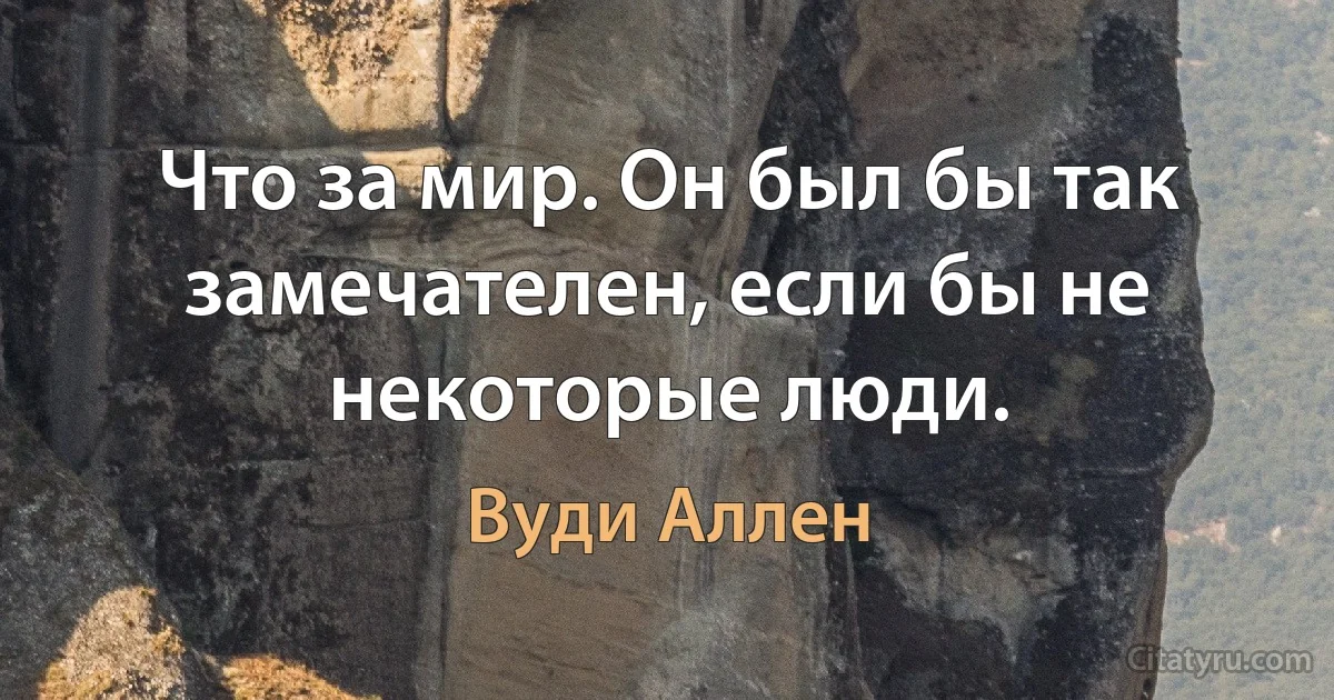 Что за мир. Он был бы так замечателен, если бы не некоторые люди. (Вуди Аллен)