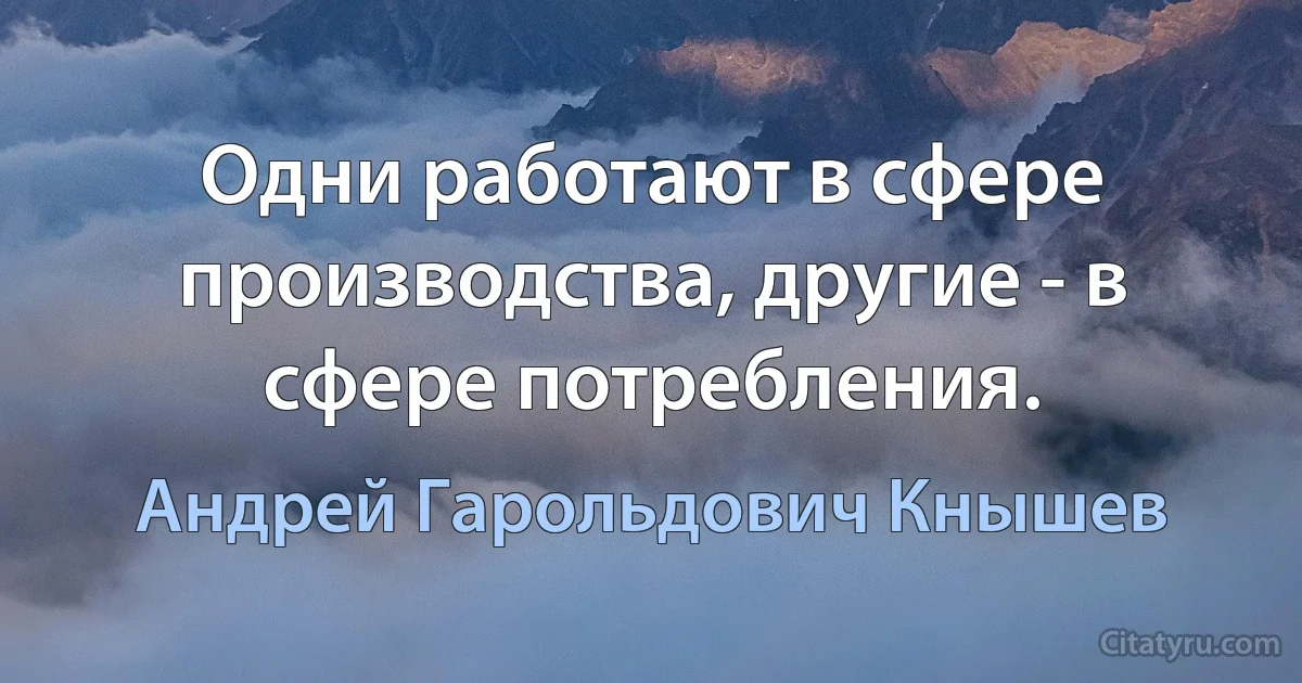 Одни работают в сфере производства, другие - в сфере потребления. (Андрей Гарольдович Кнышев)