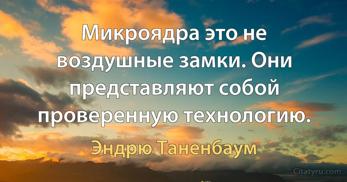 Микроядра это не воздушные замки. Они представляют собой проверенную технологию. (Эндрю Таненбаум)