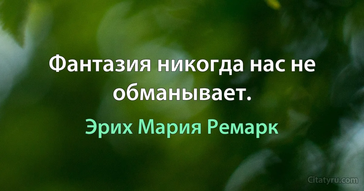 Фантазия никогда нас не обманывает. (Эрих Мария Ремарк)