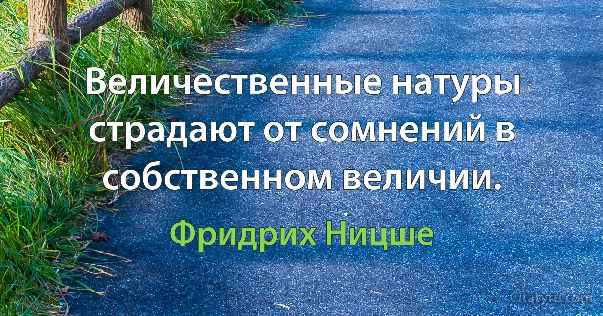 Величественные натуры страдают от сомнений в собственном величии. (Фридрих Ницше)