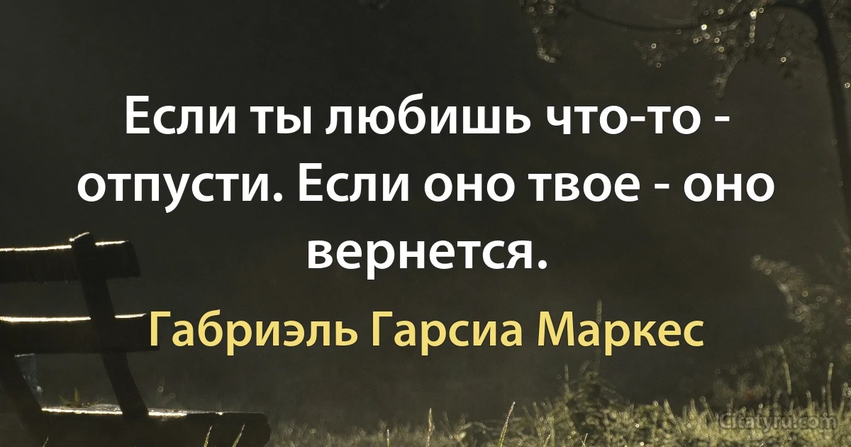 Если ты любишь что-то - отпусти. Если оно твое - оно вернется. (Габриэль Гарсиа Маркес)