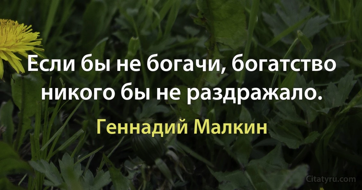 Если бы не богачи, богатство никого бы не раздражало. (Геннадий Малкин)