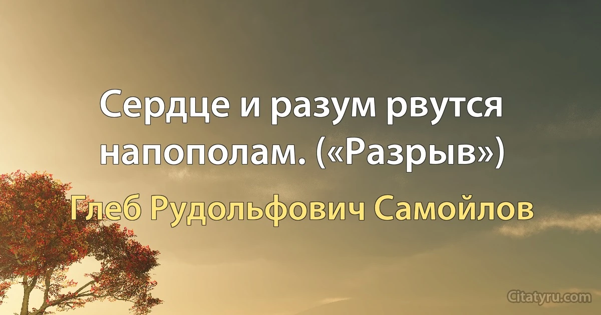 Сердце и разум рвутся напополам. («Разрыв») (Глеб Рудольфович Самойлов)