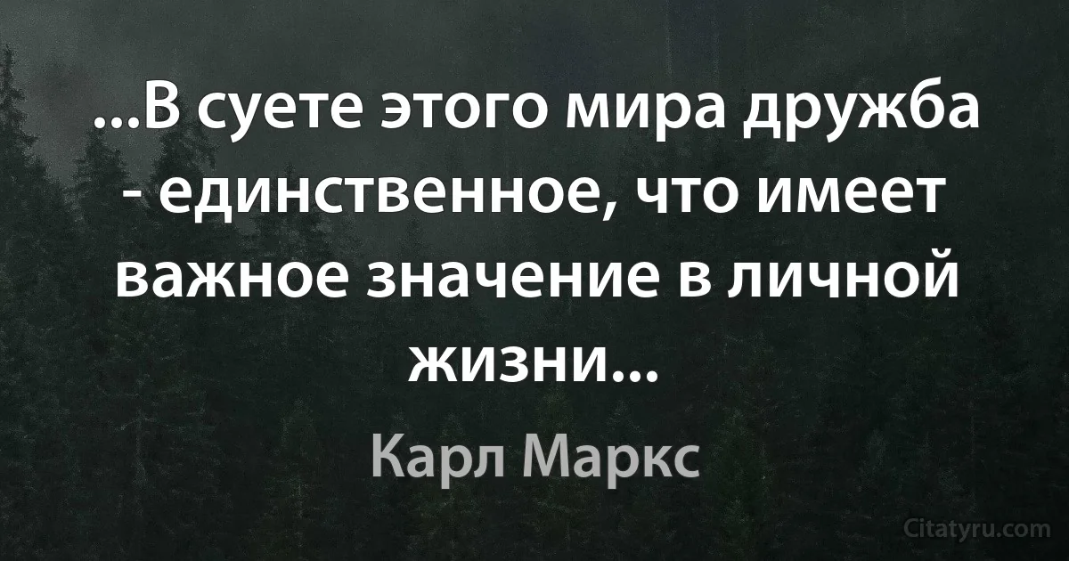 ...В суете этого мира дружба - единственное, что имеет важное значение в личной жизни... (Карл Маркс)