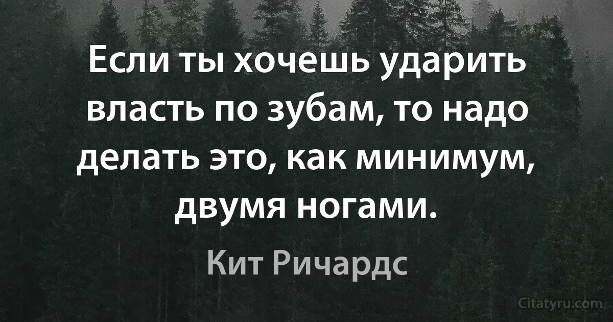 Если ты хочешь ударить власть по зубам, то надо делать это, как минимум, двумя ногами. (Кит Ричардс)