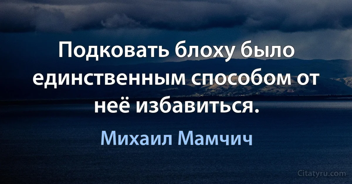 Подковать блоху было единственным способом от неё избавиться. (Михаил Мамчич)