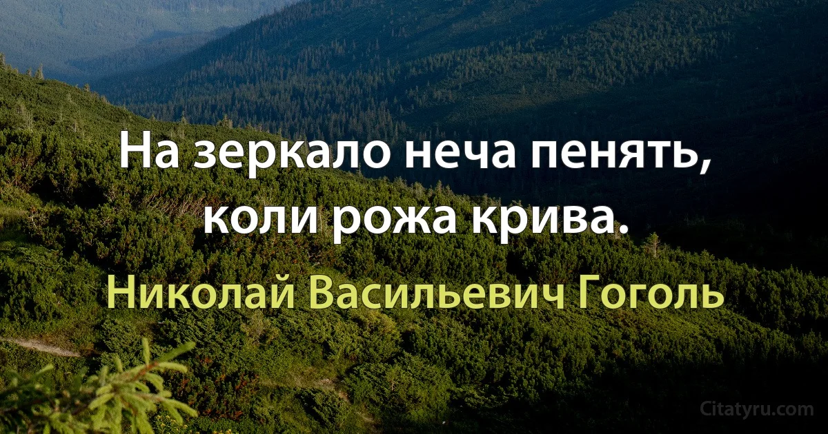 На зеркало неча пенять, коли рожа крива. (Николай Васильевич Гоголь)