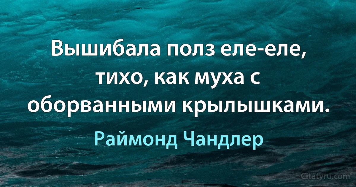 Вышибала полз еле-еле, тихо, как муха с оборванными крылышками. (Раймонд Чандлер)