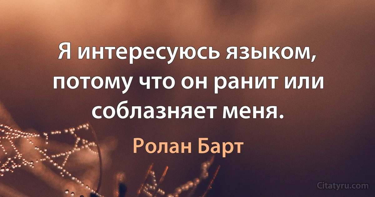 Я интересуюсь языком, потому что он ранит или соблазняет меня. (Ролан Барт)