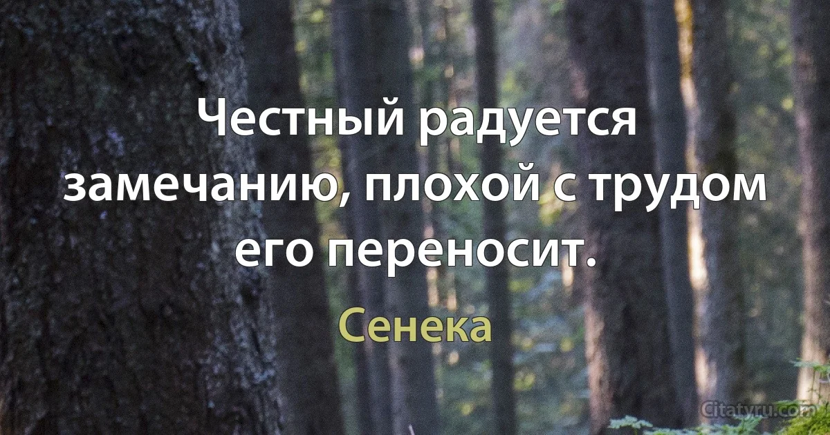 Честный радуется замечанию, плохой с трудом его переносит. (Сенека)