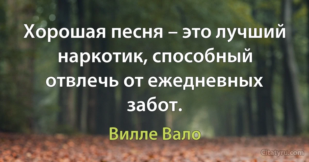 Хорошая песня – это лучший наркотик, способный отвлечь от ежедневных забот. (Вилле Вало)