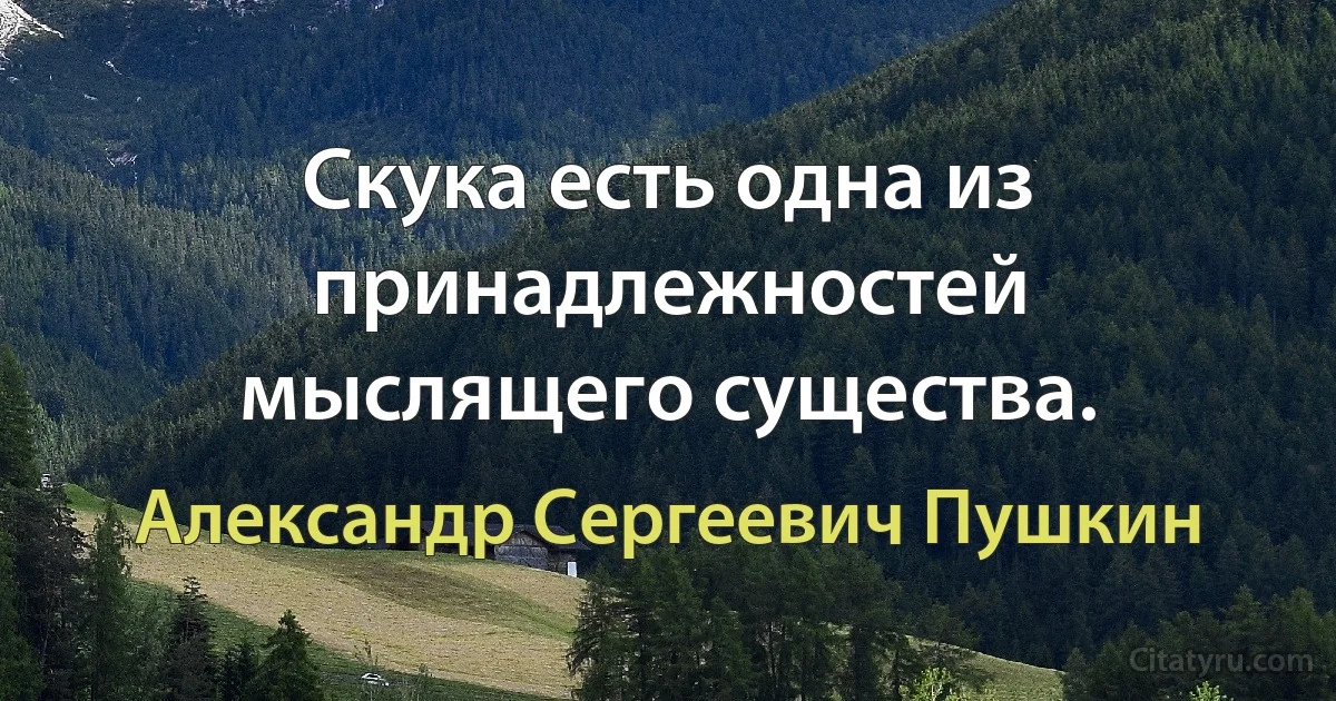 Скука есть одна из принадлежностей мыслящего существа. (Александр Сергеевич Пушкин)