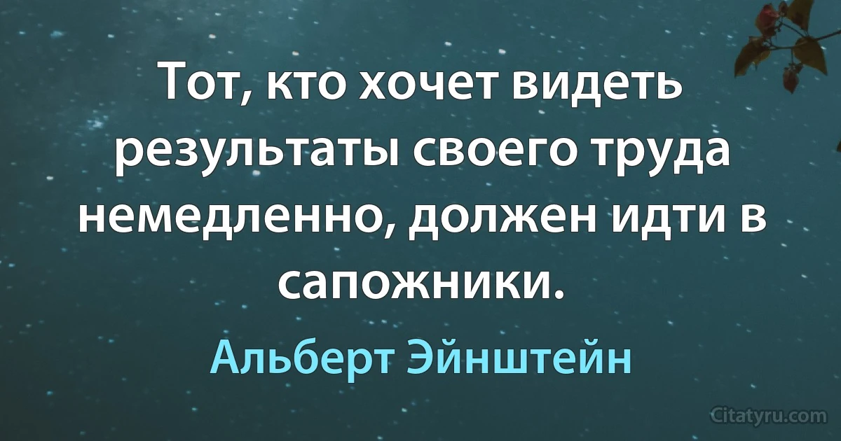 Тот, кто хочет видеть результаты своего труда немедленно, должен идти в сапожники. (Альберт Эйнштейн)