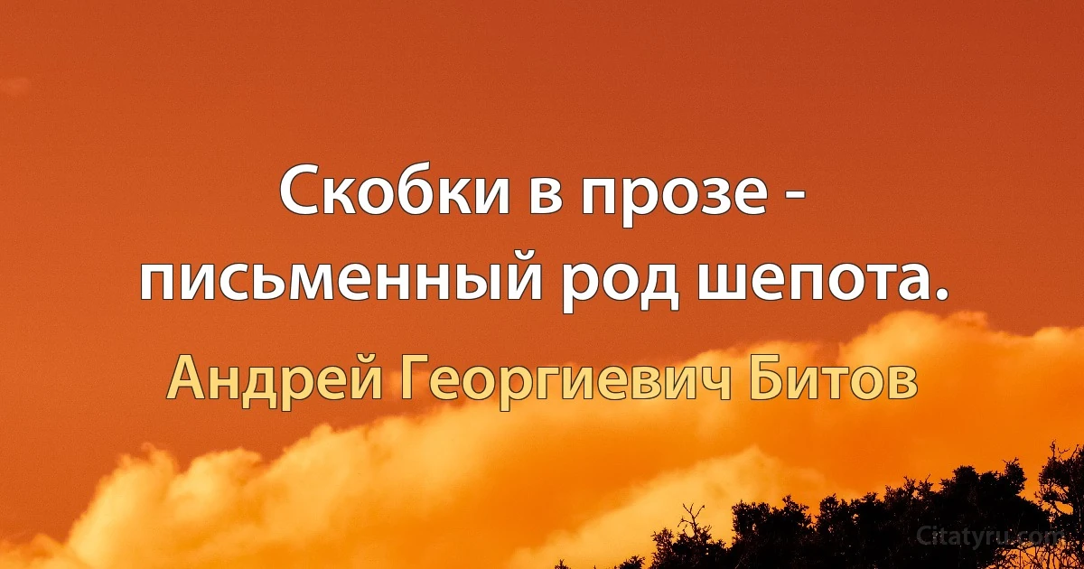 Скобки в прозе - письменный род шепота. (Андрей Георгиевич Битов)