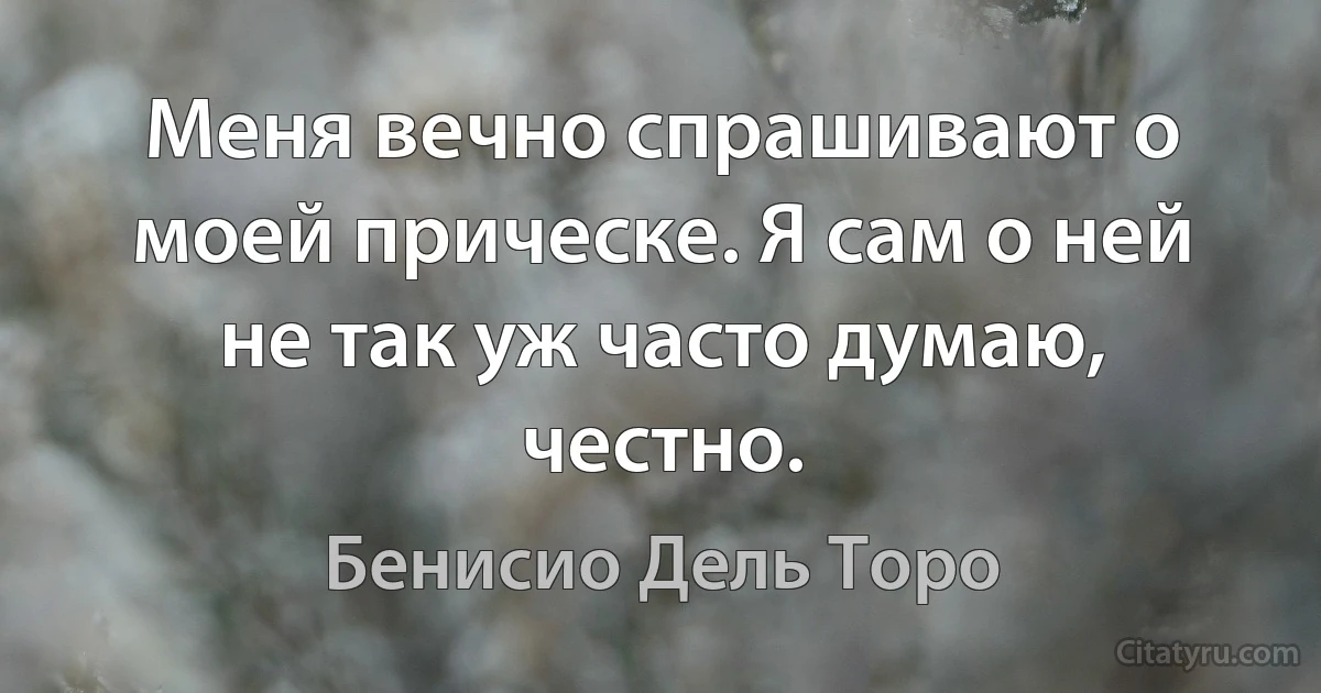 Меня вечно спрашивают о моей прическе. Я сам о ней не так уж часто думаю, честно. (Бенисио Дель Торо)