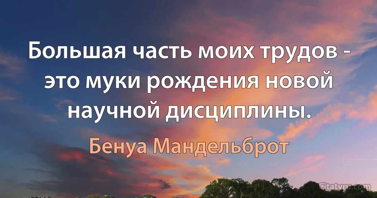 Большая часть моих трудов - это муки рождения новой научной дисциплины. (Бенуа Мандельброт)