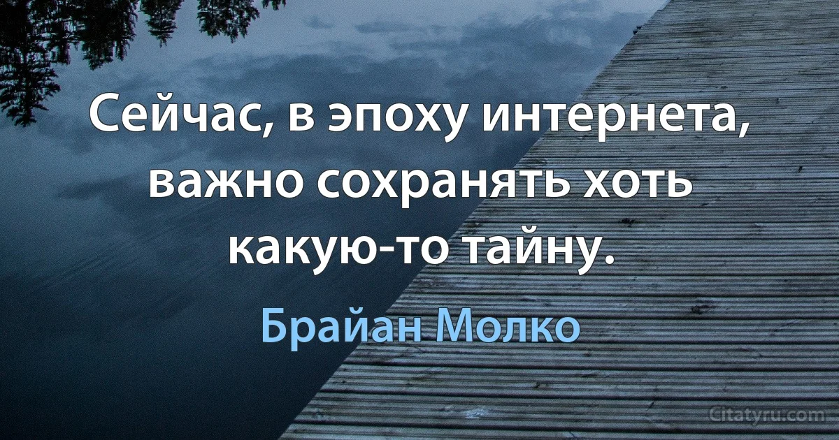 Сейчас, в эпоху интернета, важно сохранять хоть какую-то тайну. (Брайан Молко)