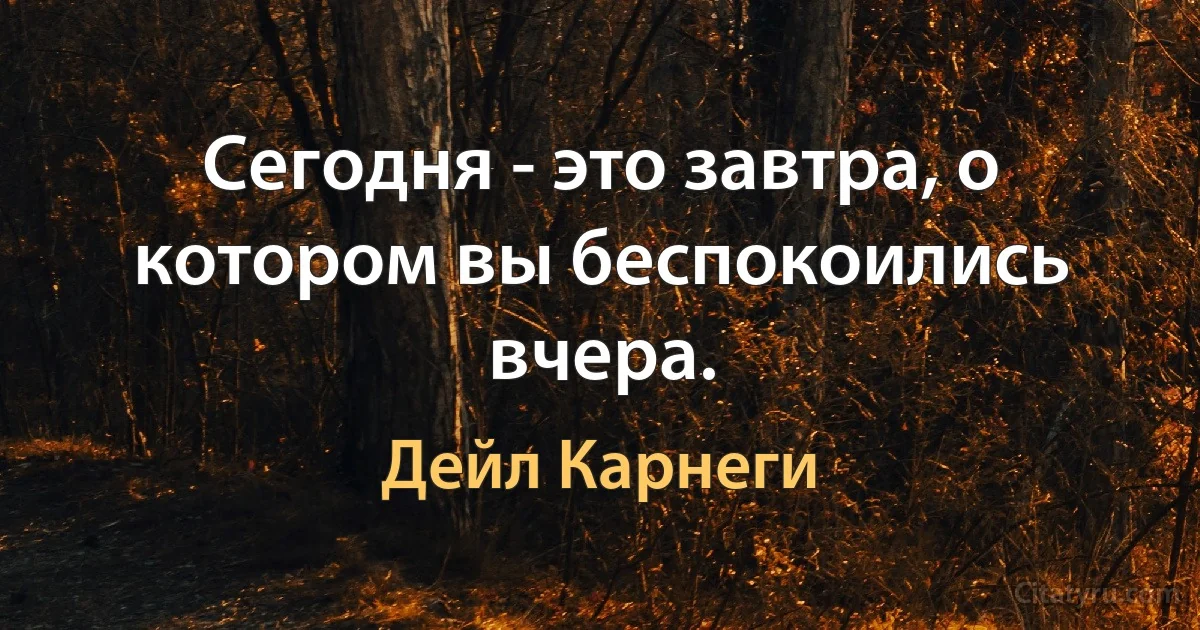 Сегодня - это завтра, о котором вы беспокоились вчера. (Дейл Карнеги)