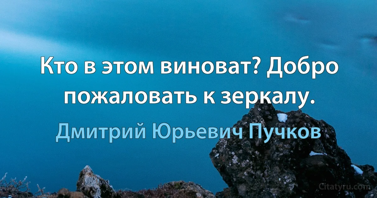 Кто в этом виноват? Добро пожаловать к зеркалу. (Дмитрий Юрьевич Пучков)