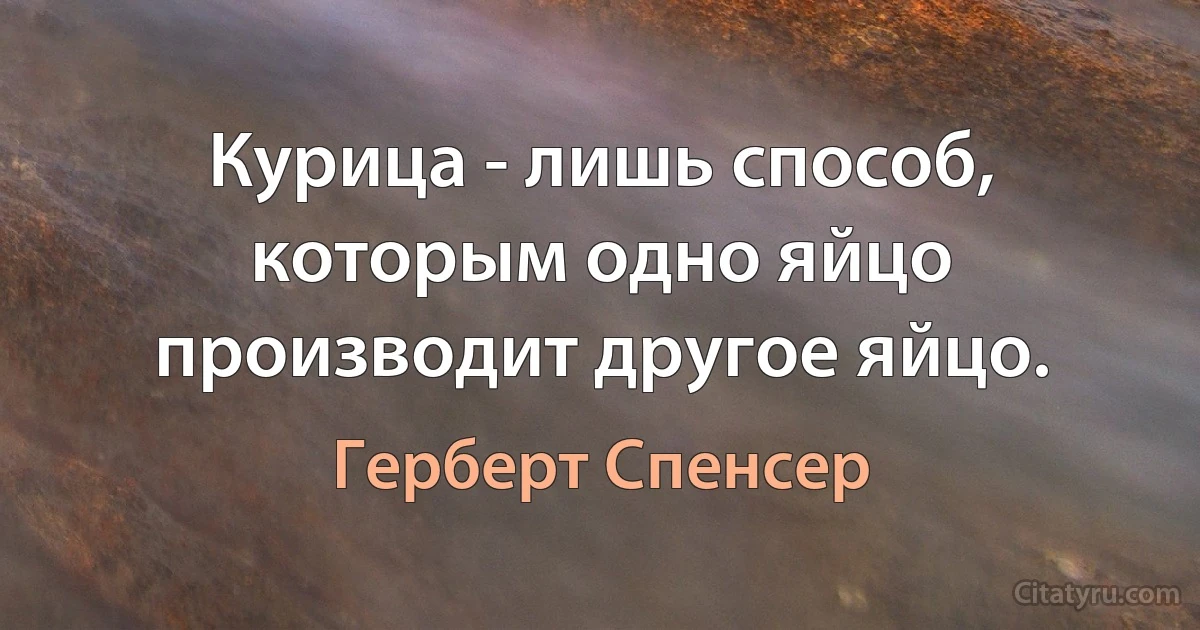 Курица - лишь способ, которым одно яйцо производит другое яйцо. (Герберт Спенсер)