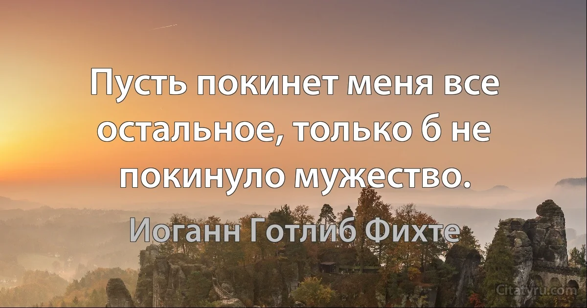 Пусть покинет меня все остальное, только б не покинуло мужество. (Иоганн Готлиб Фихте)