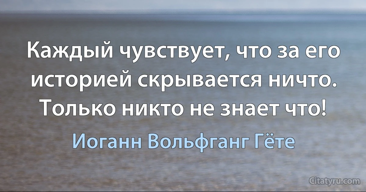 Каждый чувствует, что за его историей скрывается ничто. Только никто не знает что! (Иоганн Вольфганг Гёте)