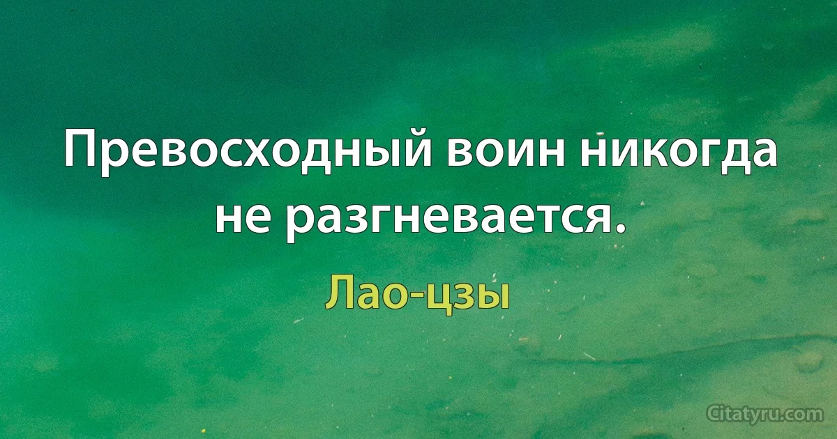 Превосходный воин никогда не разгневается. (Лао-цзы)