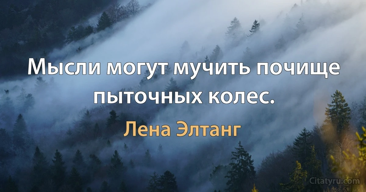 Мысли могут мучить почище пыточных колес. (Лена Элтанг)