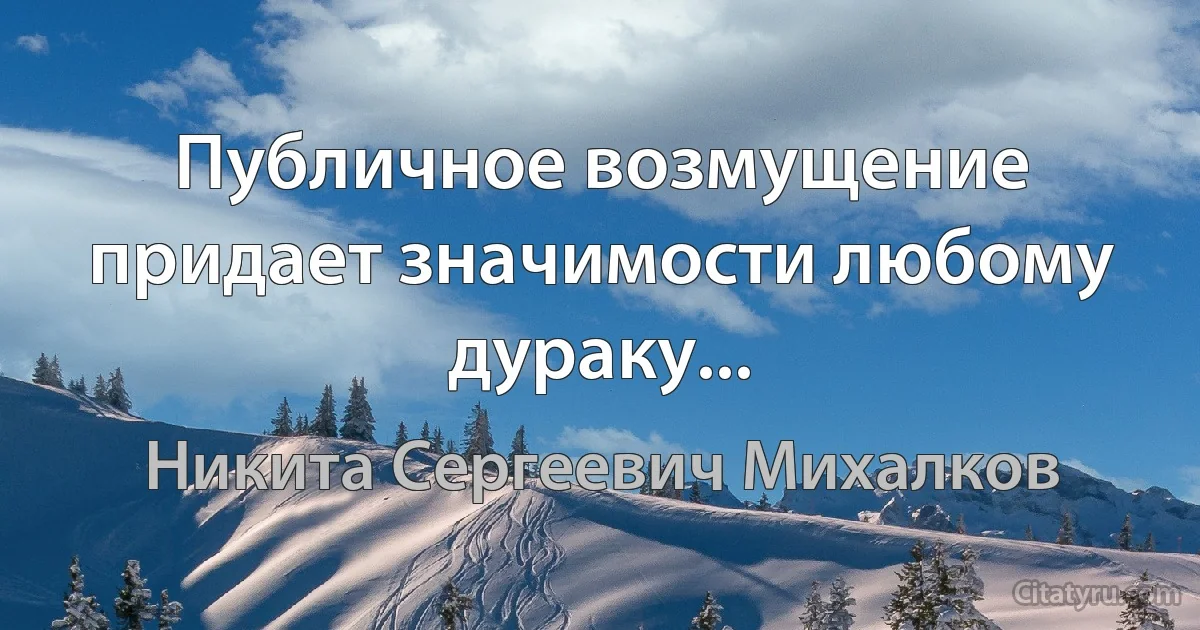 Публичное возмущение придает значимости любому дураку... (Никита Сергеевич Михалков)