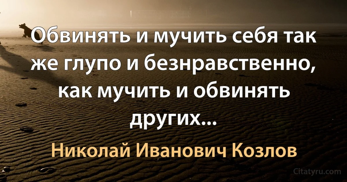 Обвинять и мучить себя так же глупо и безнравственно, как мучить и обвинять других... (Николай Иванович Козлов)