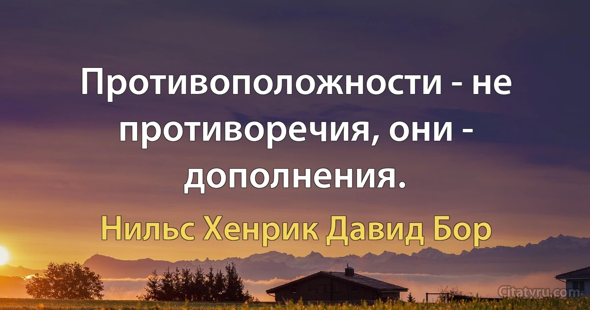 Противоположности - не противоречия, они - дополнения. (Нильс Хенрик Давид Бор)