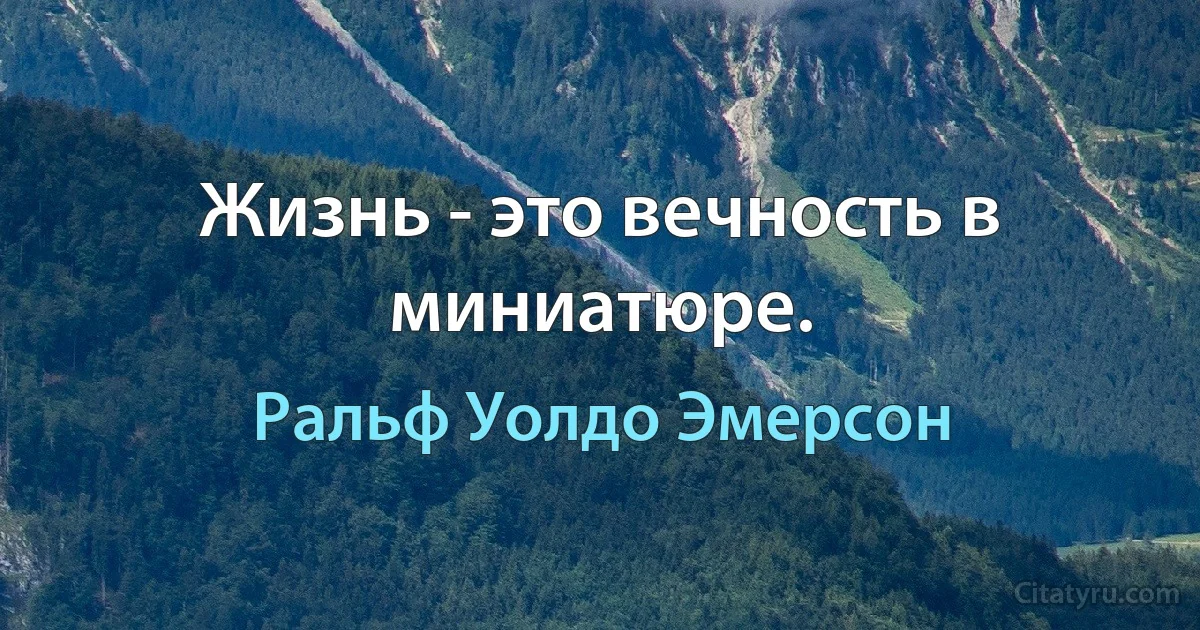 Жизнь - это вечность в миниатюре. (Ральф Уолдо Эмерсон)