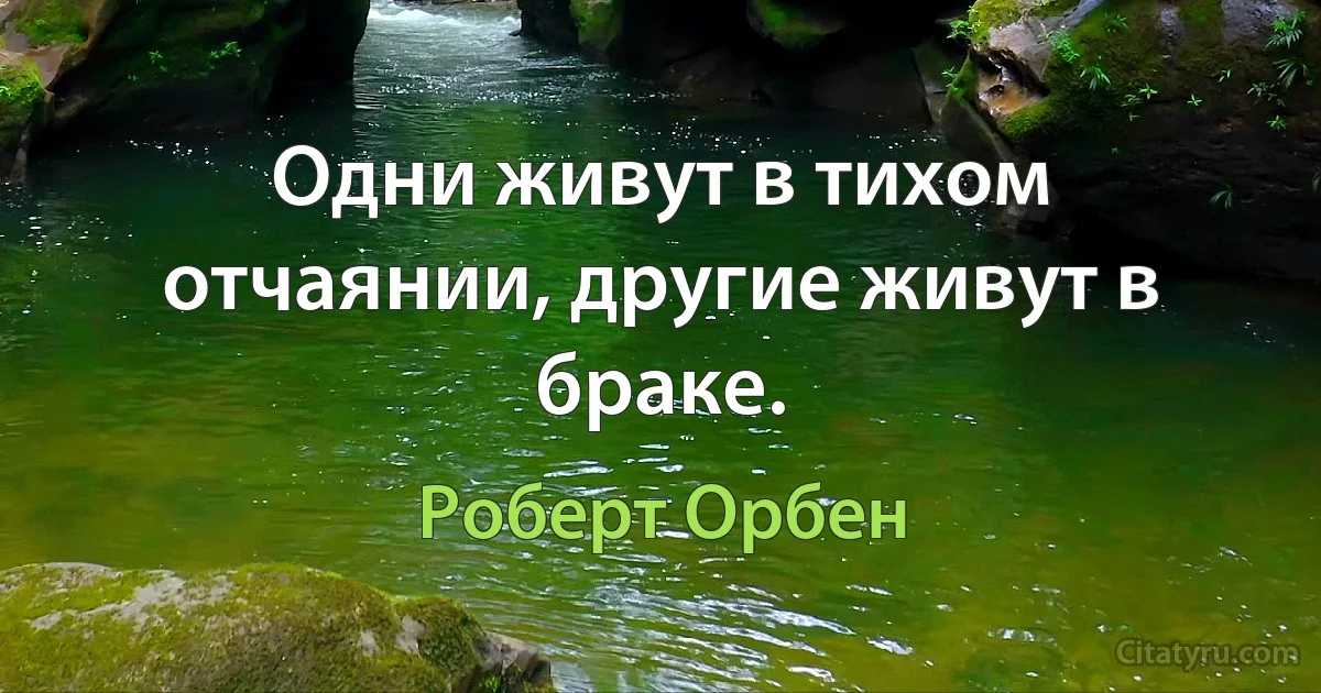 Одни живут в тихом отчаянии, другие живут в браке. (Роберт Орбен)