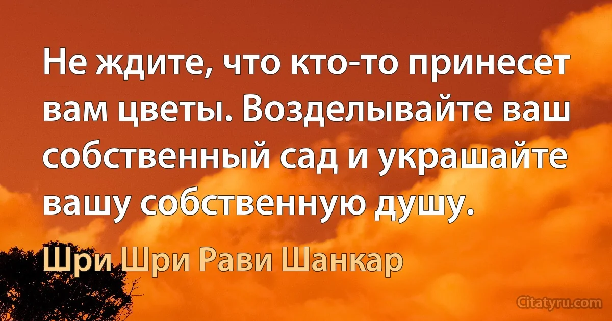 Не ждите, что кто-то принесет вам цветы. Возделывайте ваш собственный сад и украшайте вашу собственную душу. (Шри Шри Рави Шанкар)