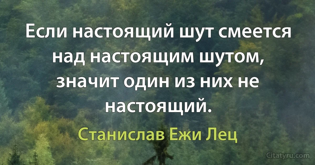 Если настоящий шут смеется над настоящим шутом, значит один из них не настоящий. (Станислав Ежи Лец)