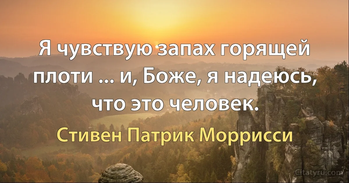 Я чувствую запах горящей плоти ... и, Боже, я надеюсь, что это человек. (Стивен Патрик Моррисси)