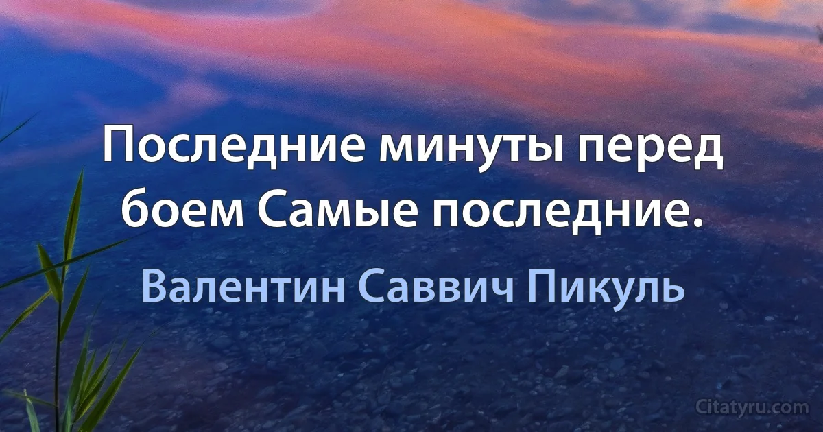 Последние минуты перед боем Самые последние. (Валентин Саввич Пикуль)