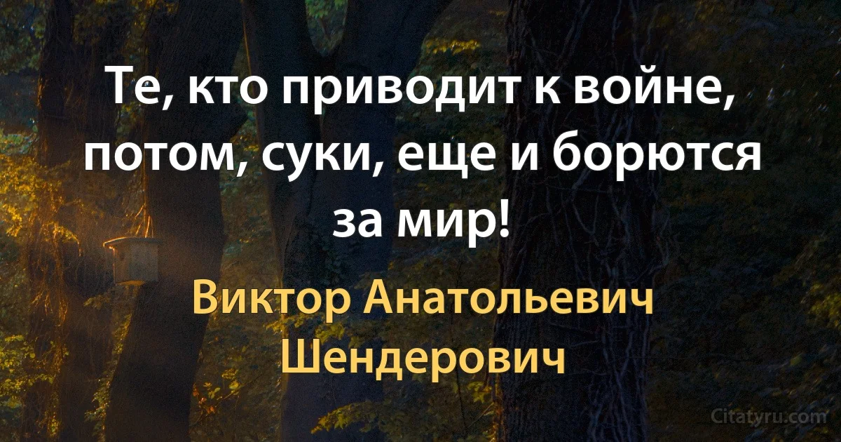 Те, кто приводит к войне, потом, суки, еще и борются за мир! (Виктор Анатольевич Шендерович)