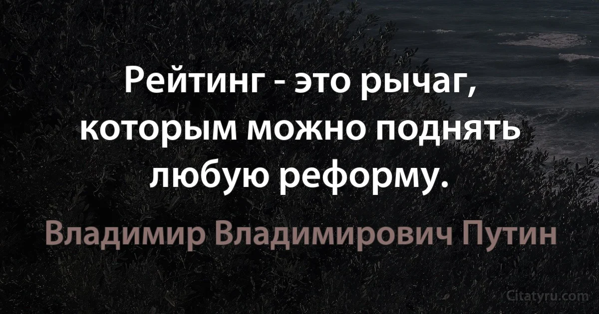 Рейтинг - это рычаг, которым можно поднять любую реформу. (Владимир Владимирович Путин)