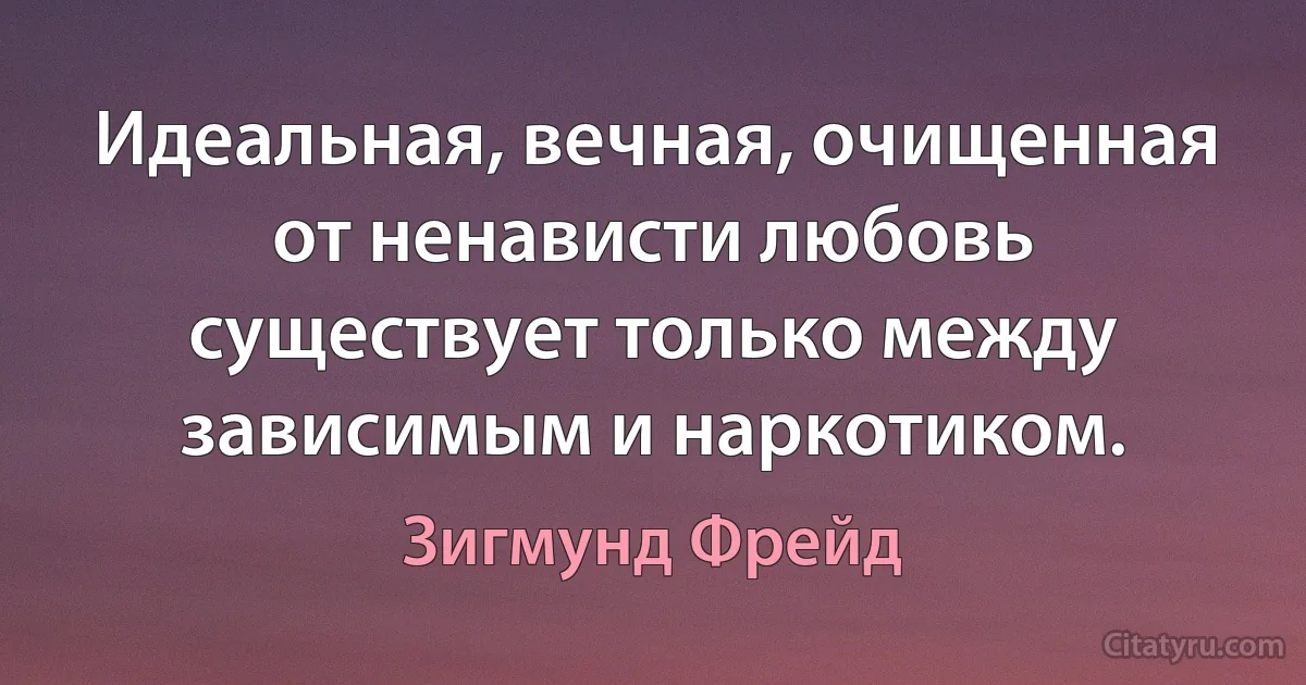 Идеальная, вечная, очищенная от ненависти любовь существует только между зависимым и наркотиком. (Зигмунд Фрейд)