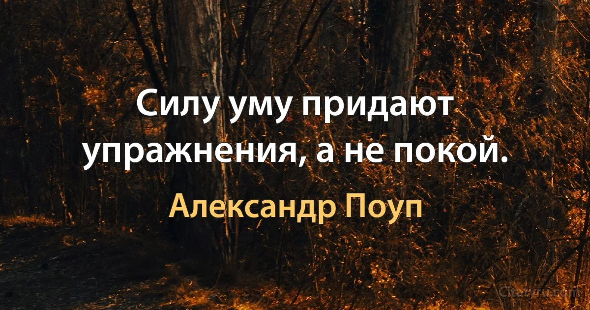 Силу уму придают упражнения, а не покой. (Александр Поуп)