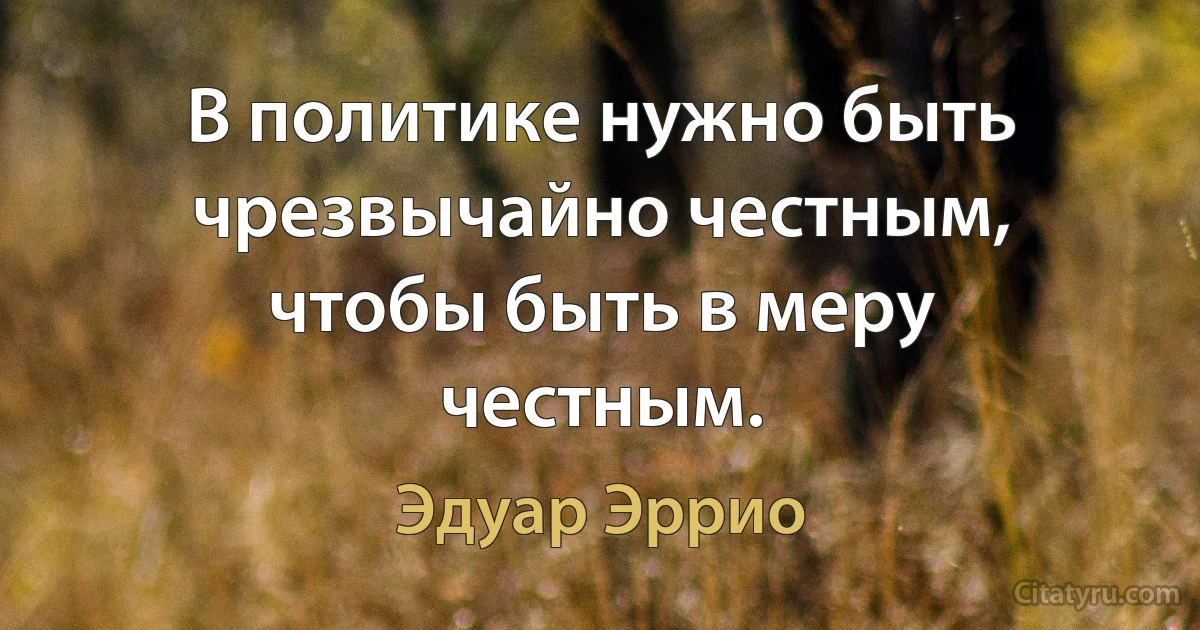 В политике нужно быть чрезвычайно честным, чтобы быть в меру честным. (Эдуар Эррио)