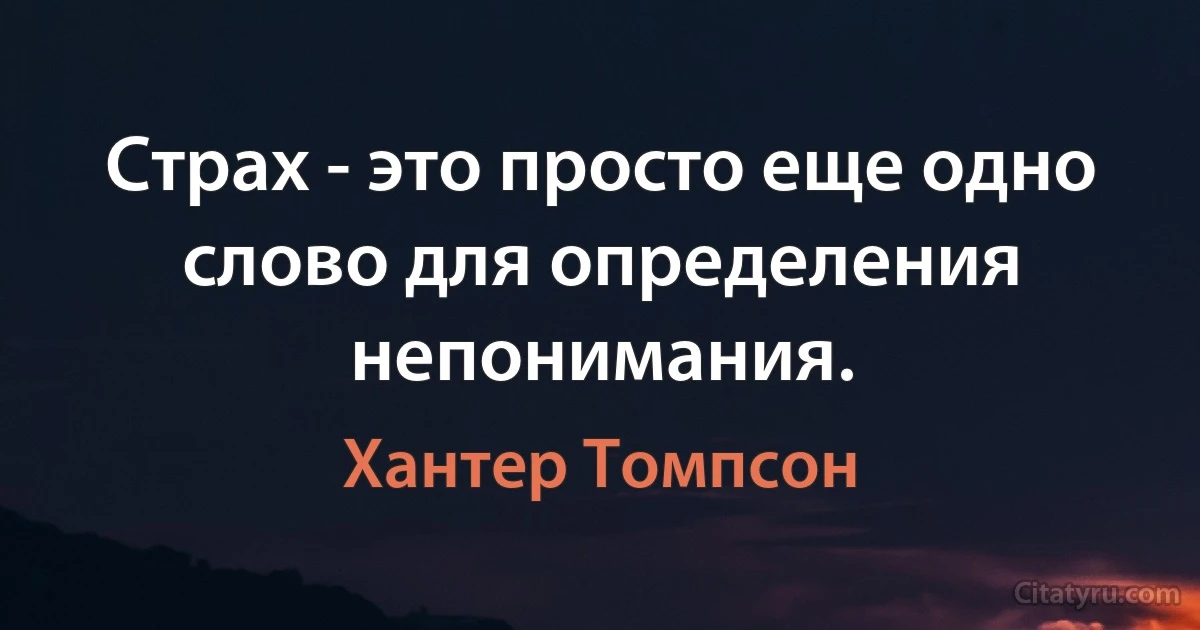 Страх - это просто еще одно слово для определения непонимания. (Хантер Томпсон)