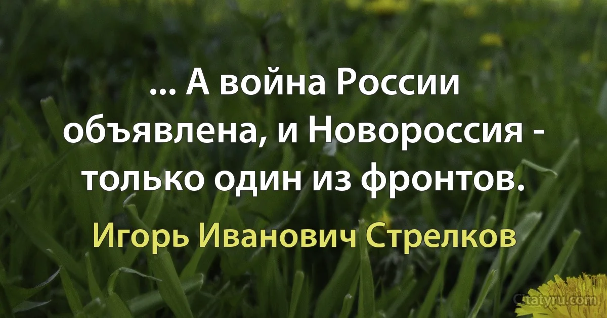 ... А война России объявлена, и Новороссия - только один из фронтов. (Игорь Иванович Стрелков)