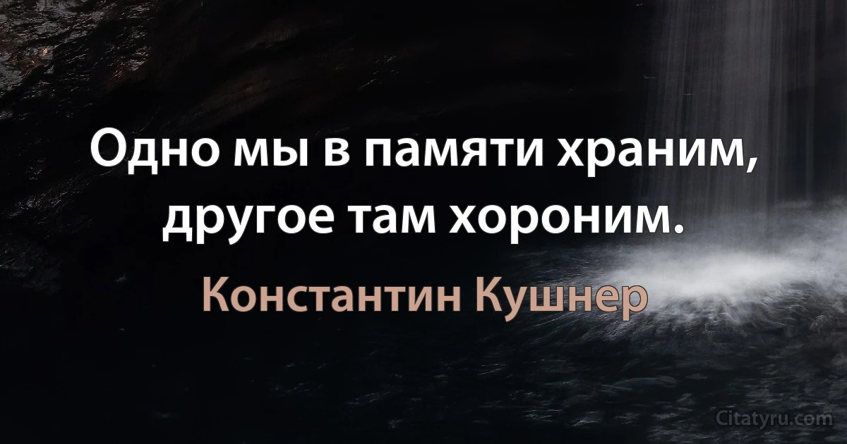 Одно мы в памяти храним, другое там хороним. (Константин Кушнер)