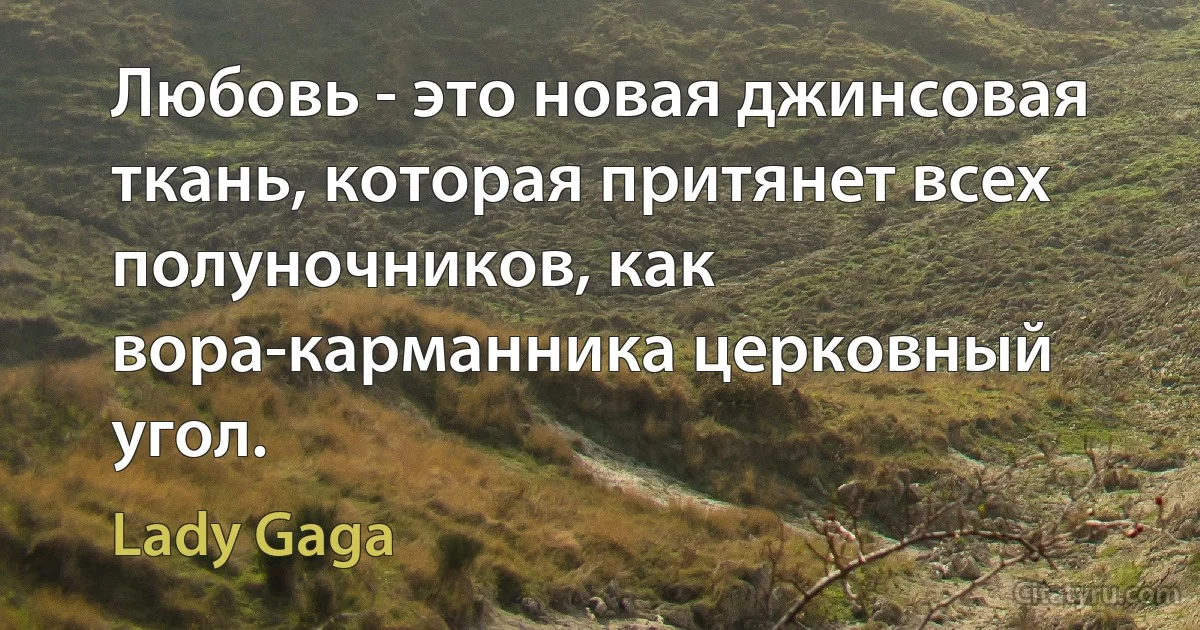 Любовь - это новая джинсовая ткань, которая притянет всех полуночников, как вора-карманника церковный угол. (Lady Gaga)